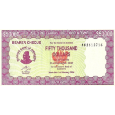 P30 Zimbabwe - 50.000 Dollars Year 2006/2006 (Bearer Cheque)